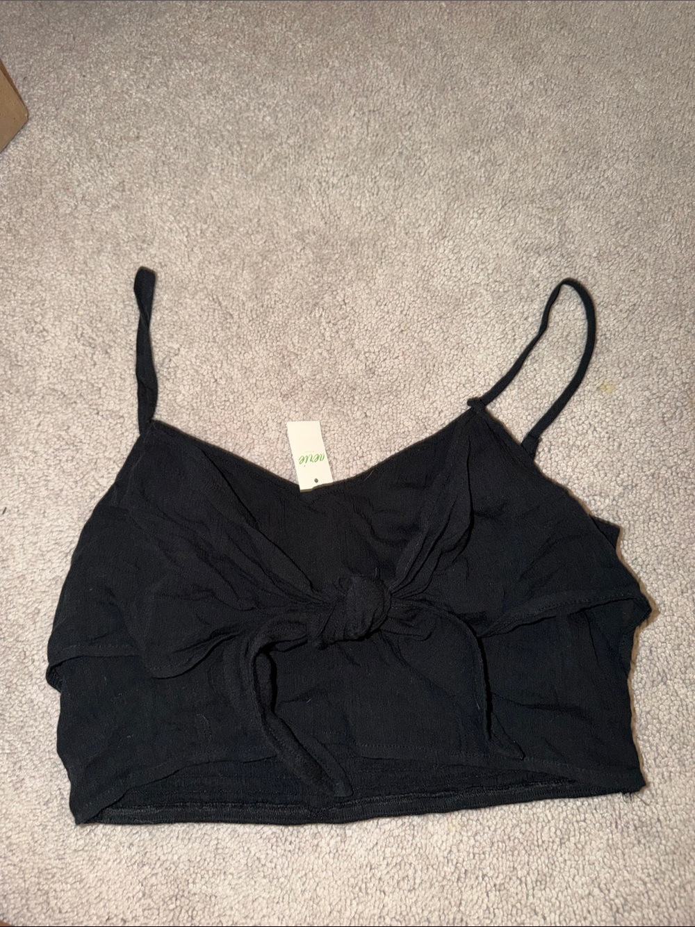 aerie Black Tie-Front Cami